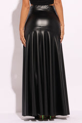 Matte PU maxi skirt with high slit