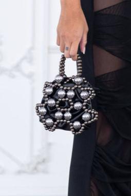 Metallic Plastic Ball Party Clutch w/Pouch