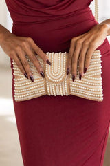 Night Spark Clutch Pearl and gold Rhinestones clutch